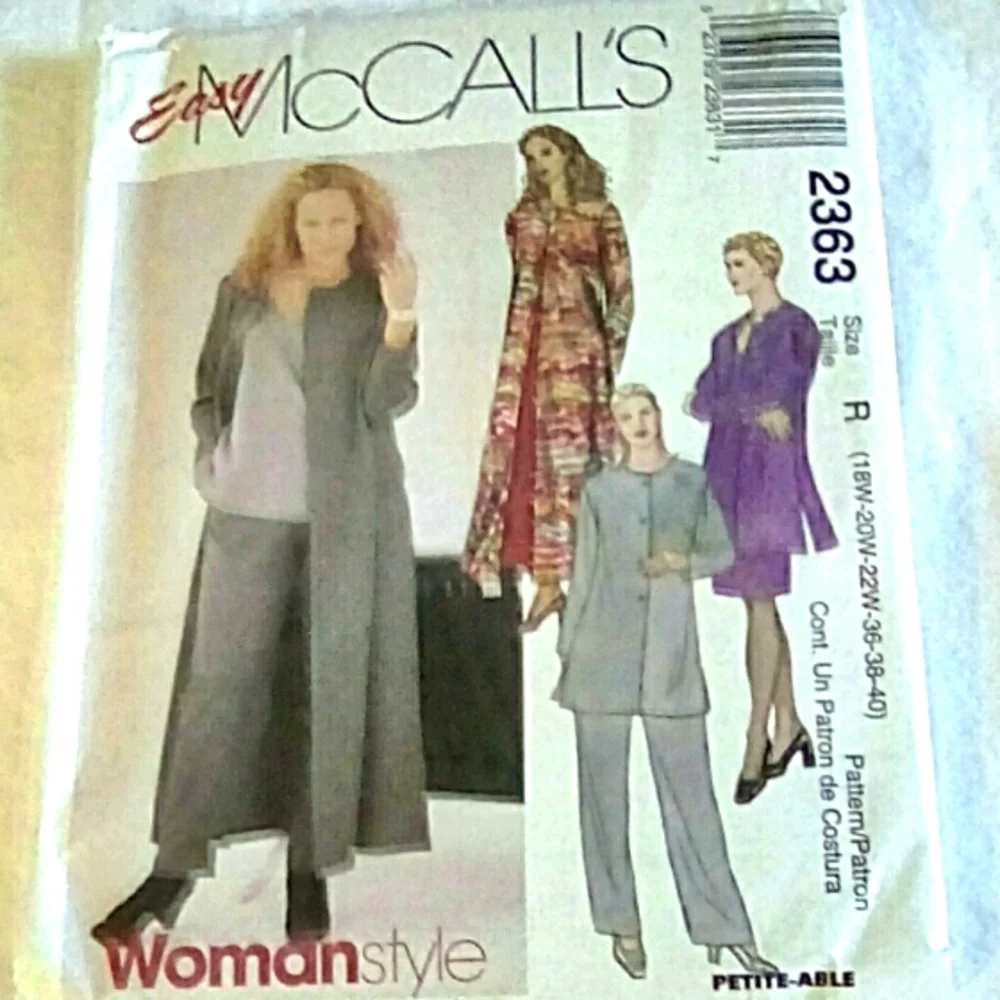 EASY vintage McCall's 2363 Jacket, dress 18W-22W